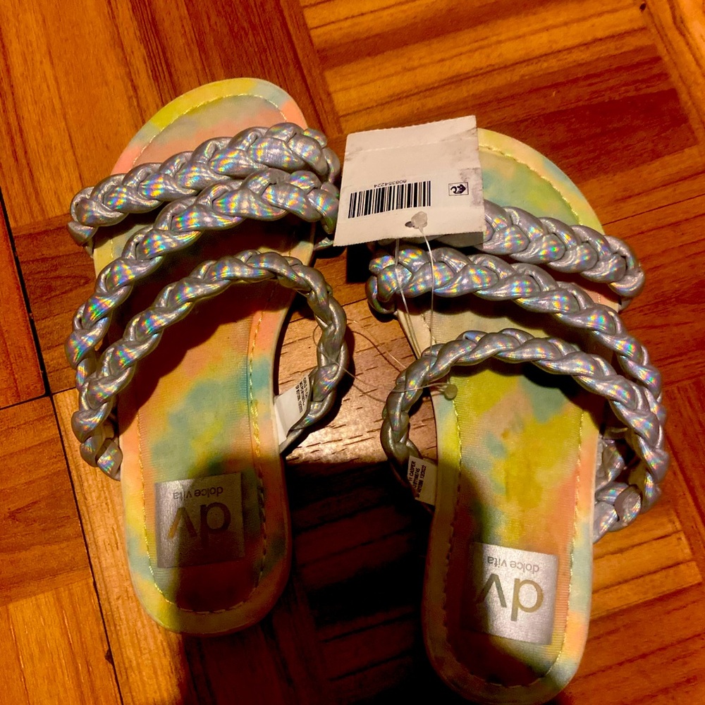 🔥DOLCE VITA Kids' Casper Braided Slide Sandals, Rainbow, Girls 2 MSRP$45🔥